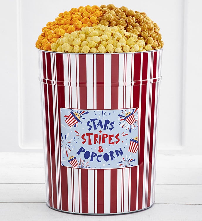 Tins With Pop® 4 Gallon Stars Stripes & Popcorn